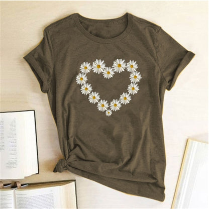 Heart Daisy Print T-Shirt