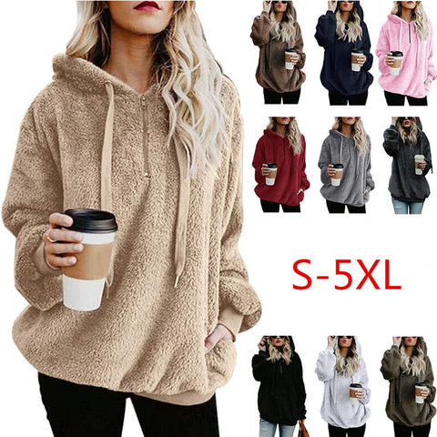 Plush Solid Color Oversized Hoodie