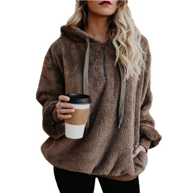 Plush Solid Color Oversized Hoodie