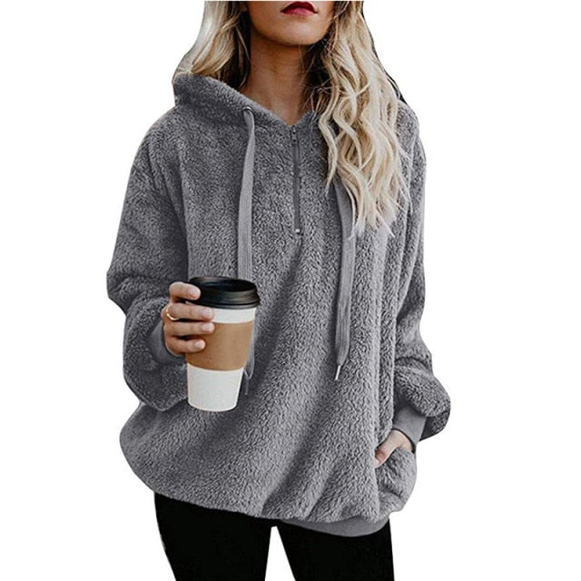 Plush Solid Color Oversized Hoodie