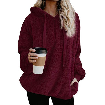 Plush Solid Color Oversized Hoodie