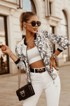 Flower Print Long Sleeve Bomber Jacket