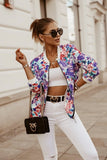 Flower Print Long Sleeve Bomber Jacket