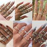 Style Vintage Rings Set For Women Boho Moon Star Knuckle Finger Rings