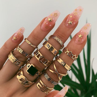 Style Vintage Rings Set For Women Boho Moon Star Knuckle Finger Rings
