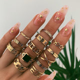 Style Vintage Rings Set For Women Boho Moon Star Knuckle Finger Rings
