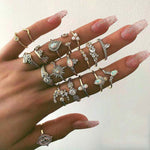 Style Vintage Rings Set For Women Boho Moon Star Knuckle Finger Rings