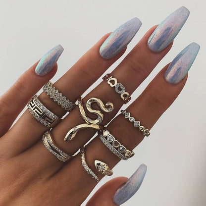 Style Vintage Rings Set For Women Boho Moon Star Knuckle Finger Rings