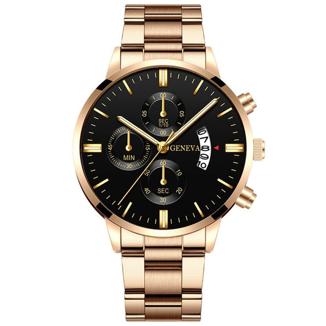 Stainless Steel Luxury Calendar Quartz Watch