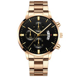 Stainless Steel Luxury Calendar Quartz Watch