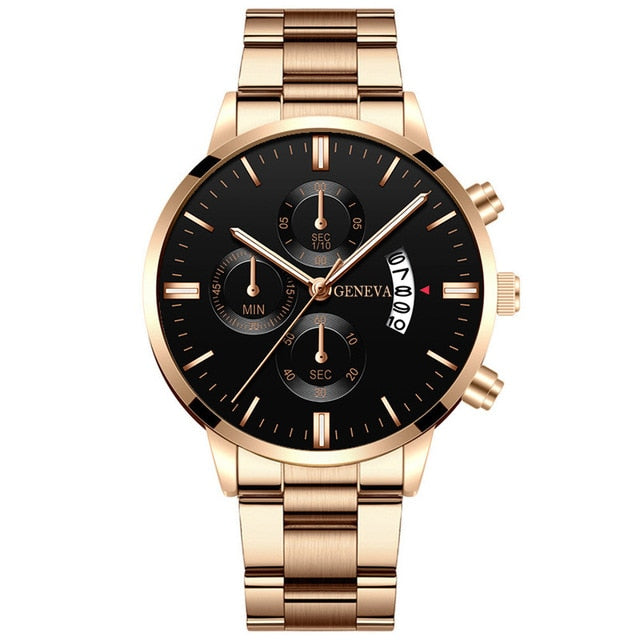 Stainless Steel Luxury Calendar Quartz Watch