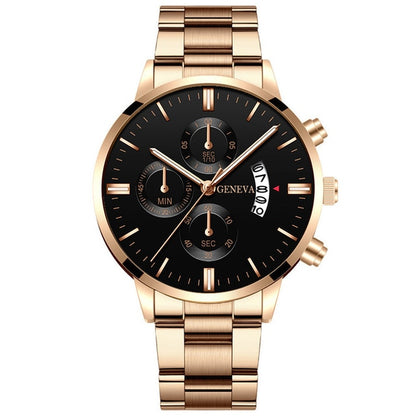 Stainless Steel Luxury Calendar Quartz Watch