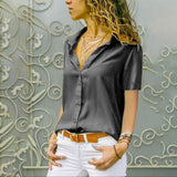 Chiffon Multi Color Button Up Blouse