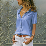 Chiffon Multi Color Button Up Blouse