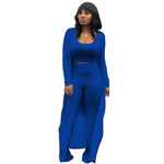 Solid Color 3 Piece Long Sleeve Cardigan Set
