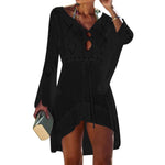 Solid Color Crochet Swimsuit Cover Up