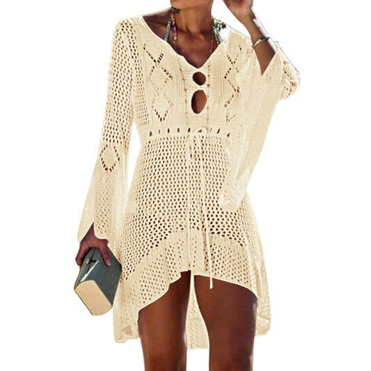 Solid Color Crochet Swimsuit Cover Up