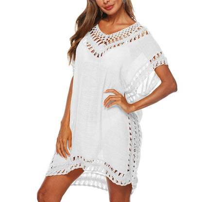 Solid Color Crochet Swimsuit Cover Up