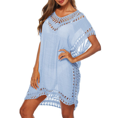 Solid Color Crochet Swimsuit Cover Up
