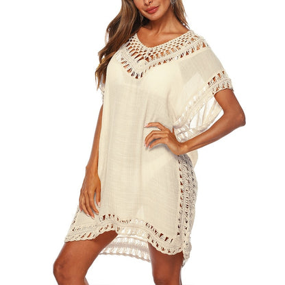Solid Color Crochet Swimsuit Cover Up