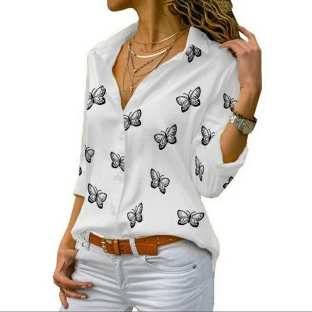 Chiffon Multi Color Button Up Blouse