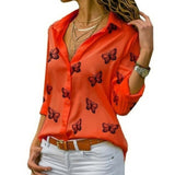 Chiffon Multi Color Button Up Blouse