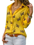 Chiffon Multi Color Button Up Blouse