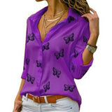 Chiffon Multi Color Button Up Blouse
