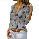 Chiffon Multi Color Button Up Blouse
