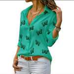 Chiffon Multi Color Button Up Blouse