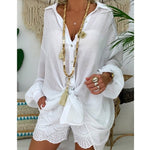 Long Sleeve Oversized Cotton Blouse