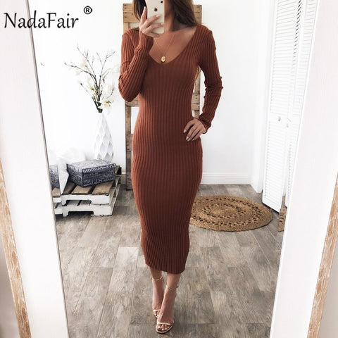 Knitted Off Shoulder Sweater Dress