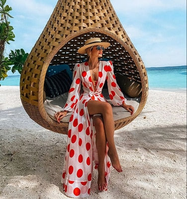 Leaf Print Bikini Beach Cover Up