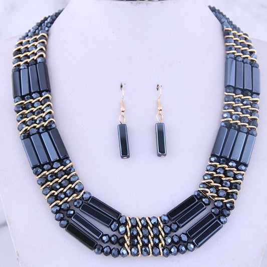 Vintage Multi Color Choker And Earring Set