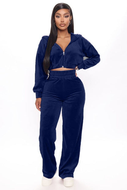 Casual Solid Color Velvet Jogging Suit