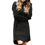 Casual Solid Color Hoodie Dress