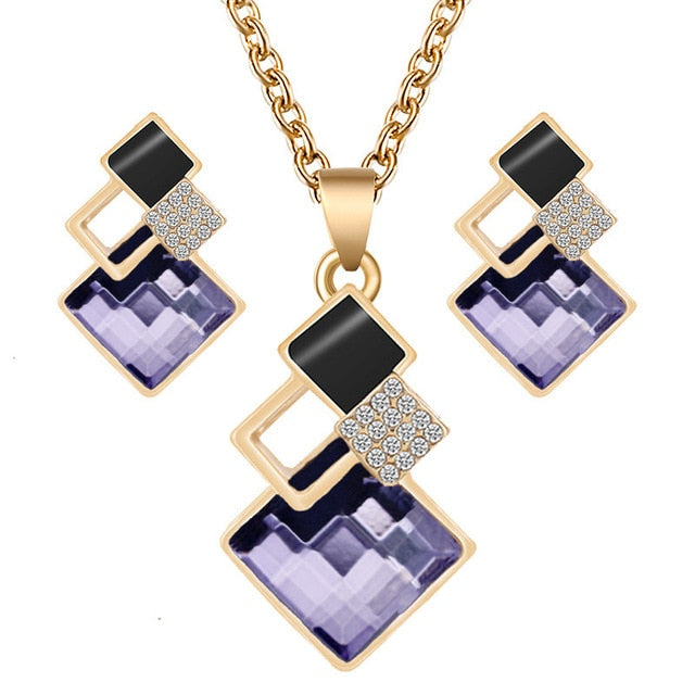 Crystal Necklace And Earrings Set