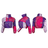 Casual Bandana Print Long Sleeve Bubble Jacket