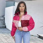 Casual Bandana Print Long Sleeve Bubble Jacket