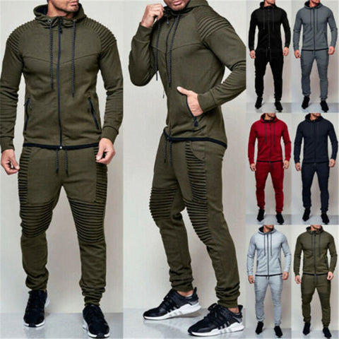 Solid Cotton Athletic Jogging Suit