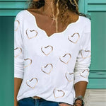 Elegant V-Neck Heart Loose Fit Blouse
