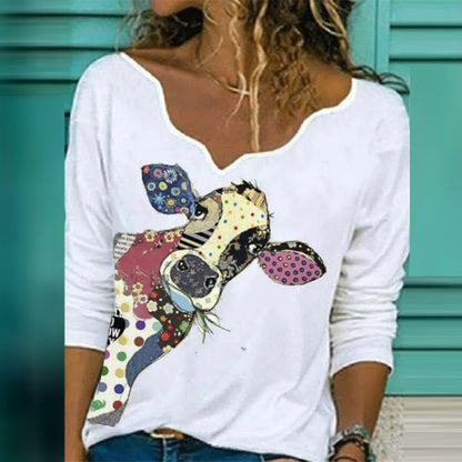Elegant V-Neck Heart Loose Fit Blouse