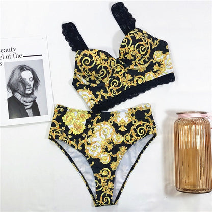 High Waist Paisley Print Bikini