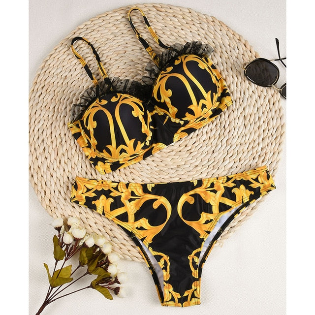 High Waist Paisley Print Bikini
