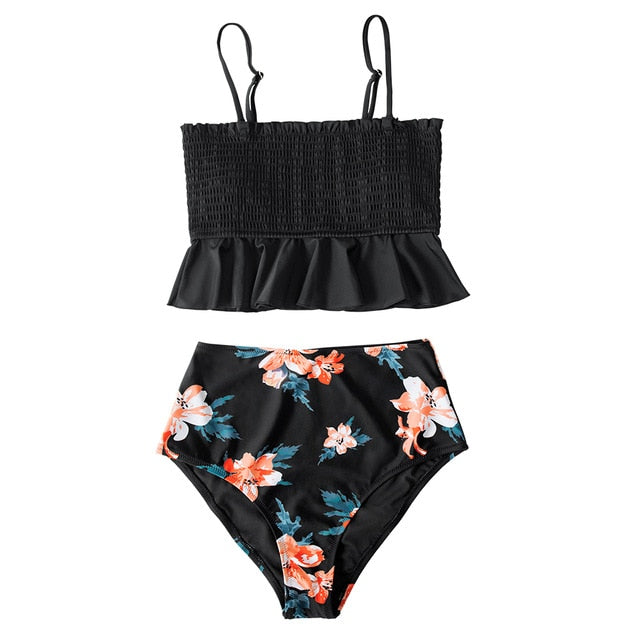 Smock Ruffle High-Waist Bikini