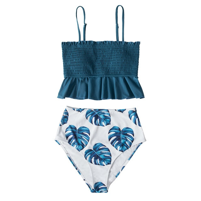 Smock Ruffle High-Waist Bikini