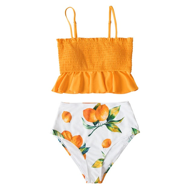 Smock Ruffle High-Waist Bikini