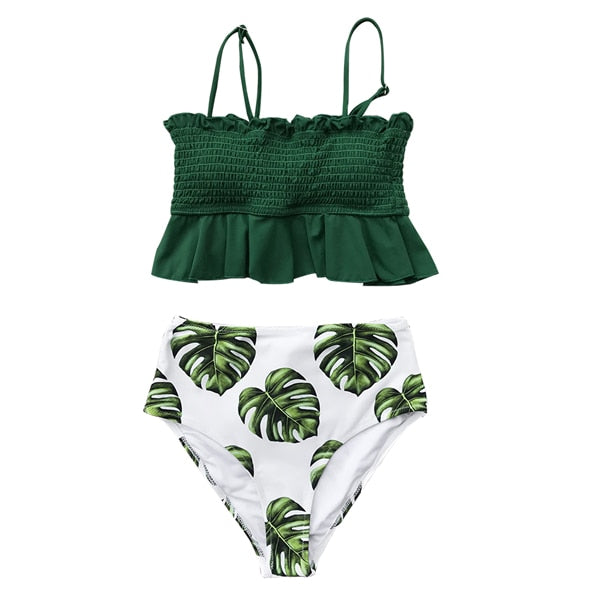 Smock Ruffle High-Waist Bikini
