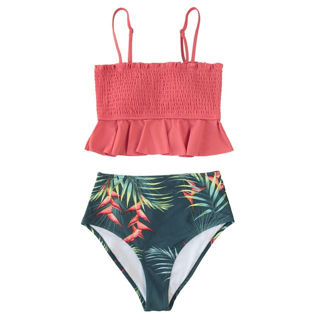 Smock Ruffle High-Waist Bikini
