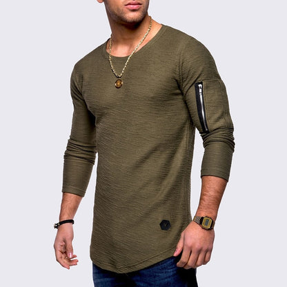 Long-Sleeve Solid Color T-Shirt